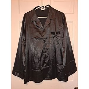 Black long sleeve button up collared blouse size xxxl